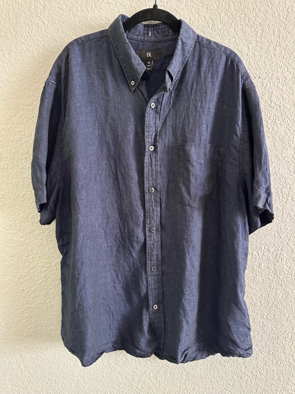 Banana Republic Linen Button Up Shirt Mens XL Navy Casual Summer Standard Fit